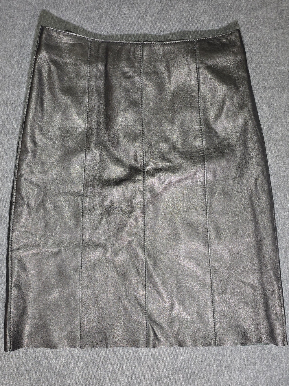 bebe Womens Size 4 Genuine Black Leather Pencil Skirt Lined Back Zip